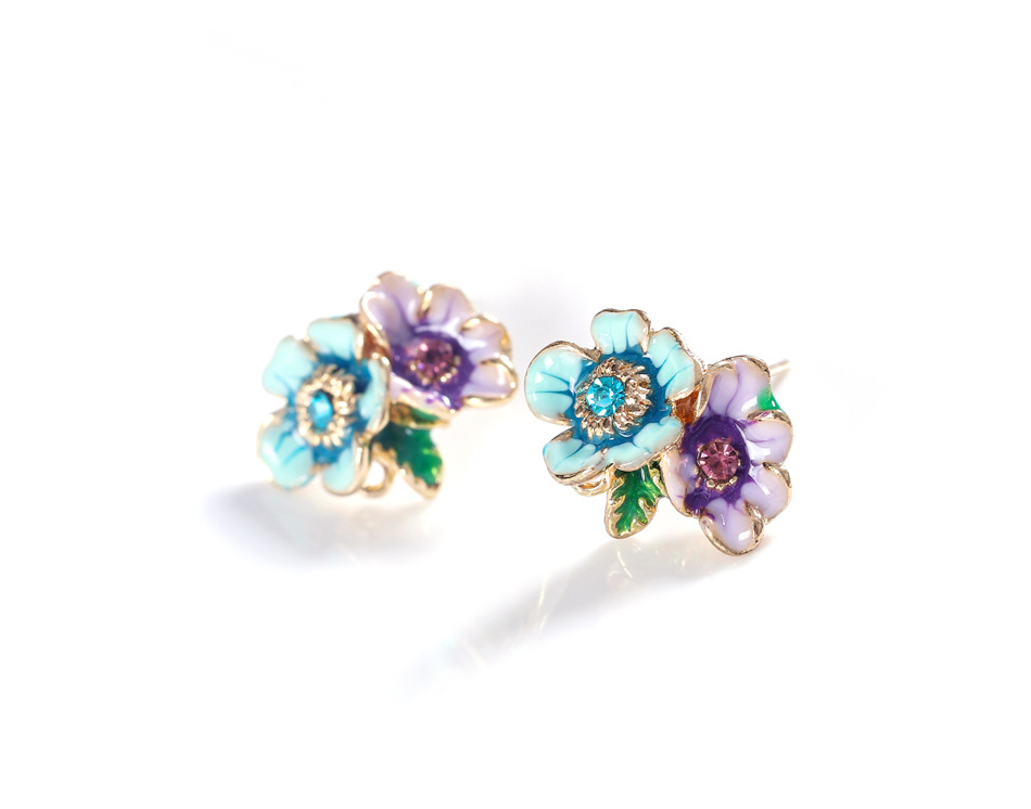 Simple Style Flower Alloy Inlay Artificial Gemstones Women's Ear Studs display picture 2
