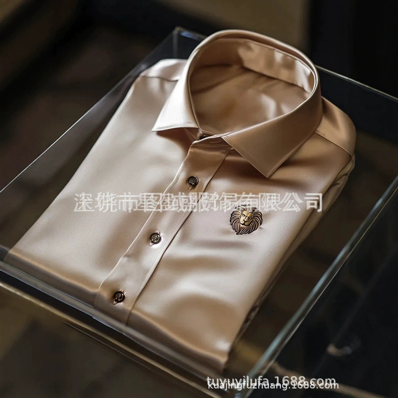 Foreign trade European aristocratic style black and gold printed men's shirt, large size, light luxury, long-sleeved evening shirt, supply Foreign trade European aristocratic style black and gold printed men's shirt, large size, light luxury, long-sleeved evening shirt, supply