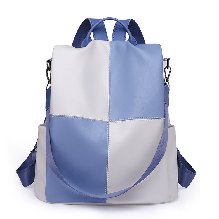 Mochila antirrobo para mujer 2024 verano nuevo estilo casual PU mochila de viaje de gran capacidad moda color de contraste mochila escolar para estudiantes