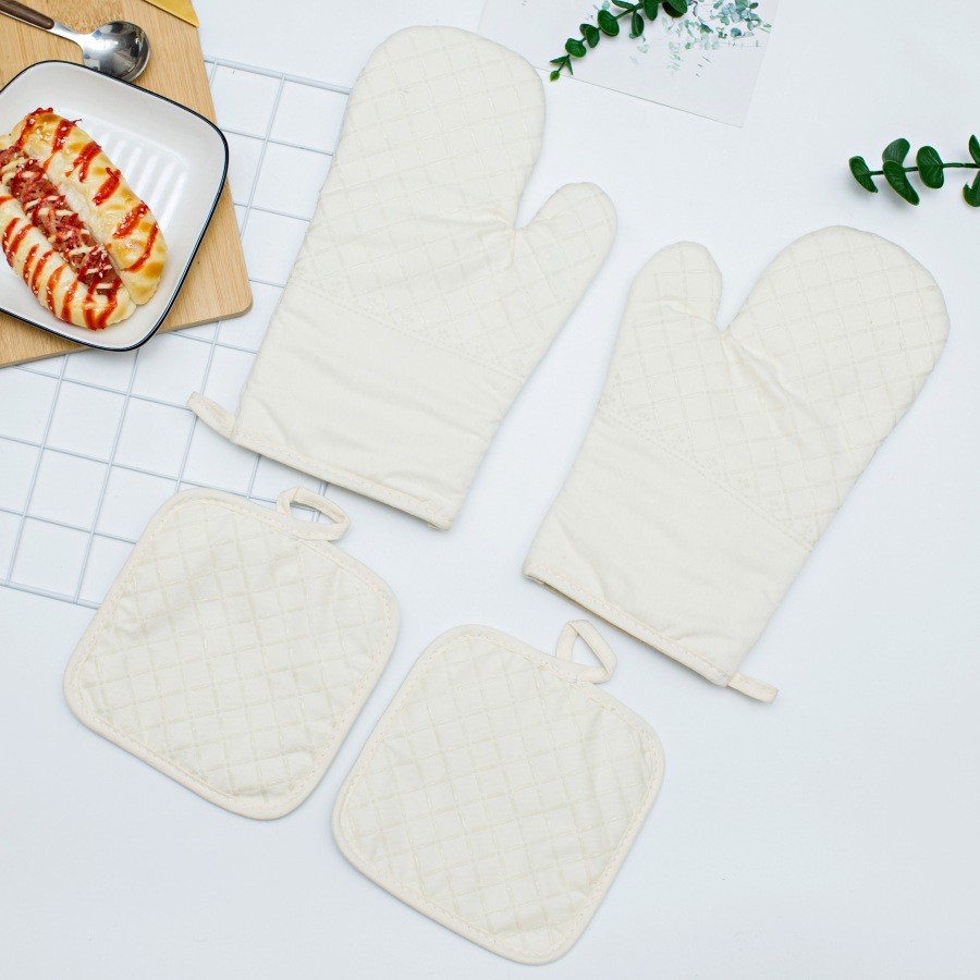 Guantes de aislamiento térmico de silicona de algodón grueso y alargado antideslizante resistente a altas temperaturas guantes de horno de horneado resistente a quemar manos