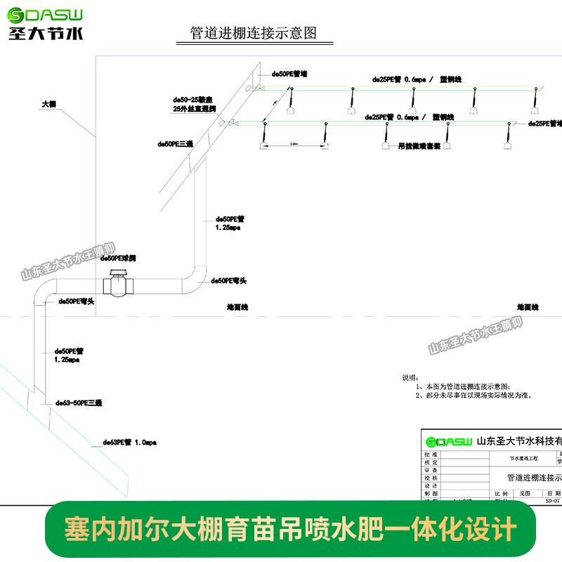 溫室育苗吊噴設計 塞內加爾大棚霧化降溫吊掛噴頭水肥一體化系統