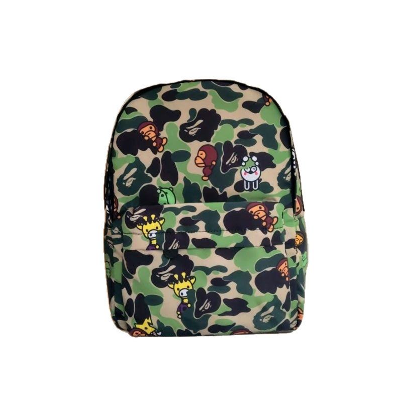 Bape バックパック迷彩漫画レターバックパック学生男性と女性のカップル多用途スクールバッグカジュアルファッショントレンディなブランド|undefined