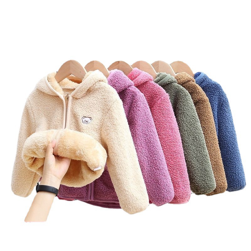 Otoño e Invierno nuevos niños abrigo de lana de doble cara de moda abrigo de estudiante de escuela primaria niños medianos y pequeños abrigo de lana polar