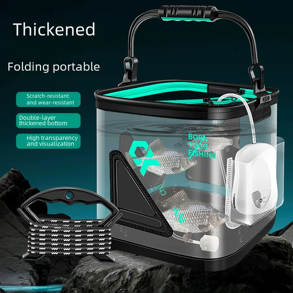 New live fish bucket Luya transparent fish bucket foldable portable wild fishing fish protection bucket outdoor fish box bucket