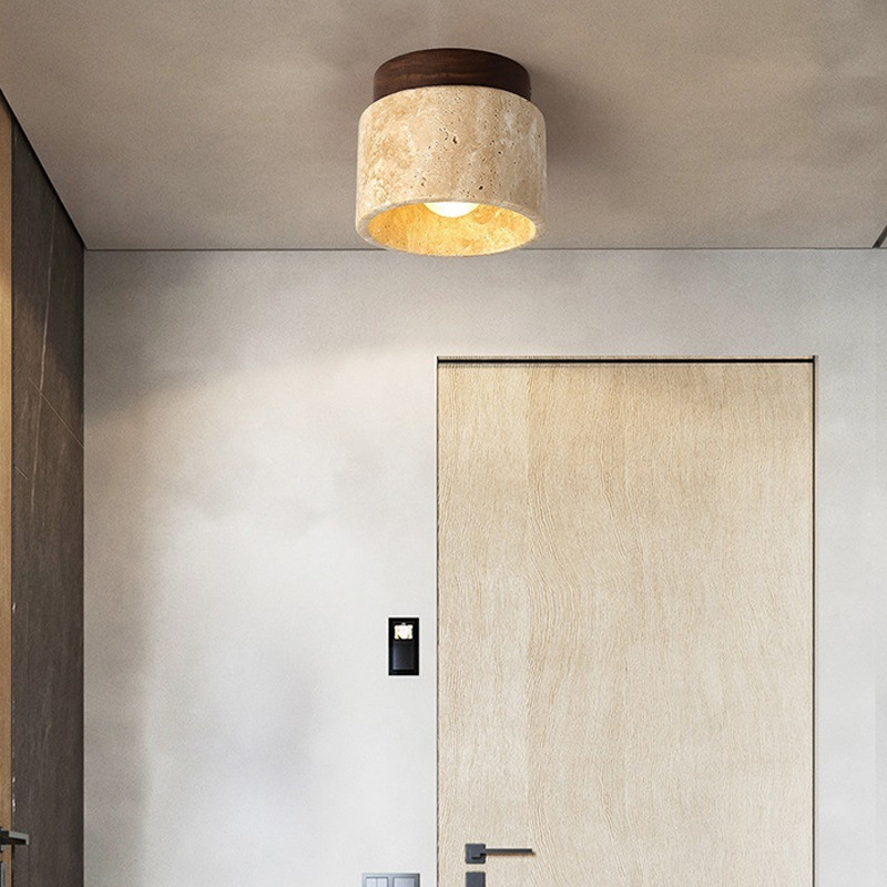 Yellow cave stone lamp silent wind aisle ceiling lamp corridor hallway balcony wind mid-ancient cream open-mounted downlight living room Yellow cave stone lamp silent wind aisle ceiling lamp corridor hallway balcony wind mid-ancient cream open-mounted downlight living room