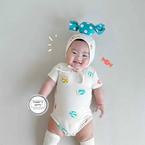 2024 new summer candy-shaped baby jumpsuit ins style baby bag fart clothing baby centenarian clothing