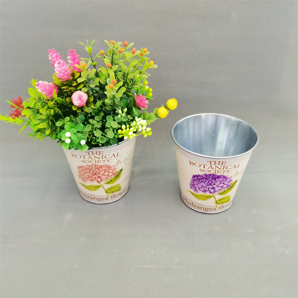 Оцинкованный железный креативный печатный железный горшок для суккулентов в китайском стиле, железное ведро, украшения для дома