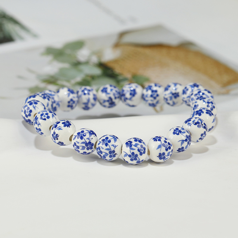 17g Weight ceramics Pendant Material Bracelets Classification Elastic string Chain Material 1 Piece Quantity Holiday, Daily Occasion ceramics Material Flower Pattern Women's Gender Beaded Design Ethnic Style Style Ethnic Style Flower Ceramics Wholesale Bracelets 1