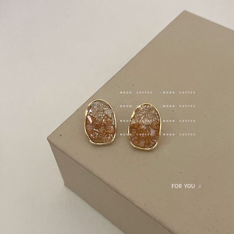 Unique Design Orange Sea Crystal 2023 New Trendy and High end Exquisite with Sterling Silver Style Earrings_voghion.com