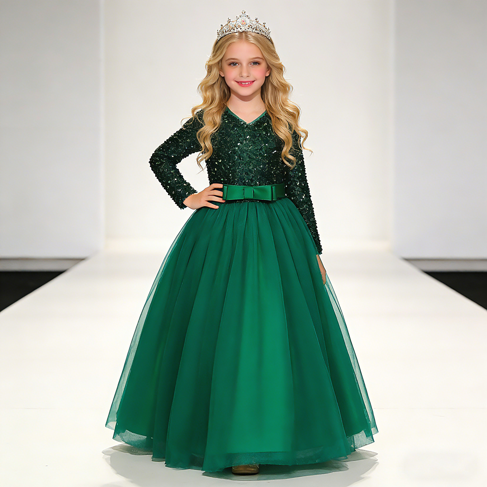 Niñas otoño nuevo comercio exterior de los niños vestido de princesa vestido pequeño anfitrión vestido de lentejuelas malla vestido de novia pettiskirt
