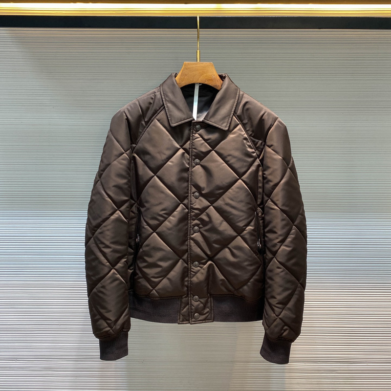 【Tf Edition】Modern Fashion! Men's Stylish Diamond-Quilted Retro Bomber Jacket Cotton Coat
