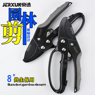 Jerxun Ratchet Pruning Shears, Flower Shears, Garden Gardening Scissors, Labor-Saving Anti-Slip Thick Branch Shears for Fruit Trees