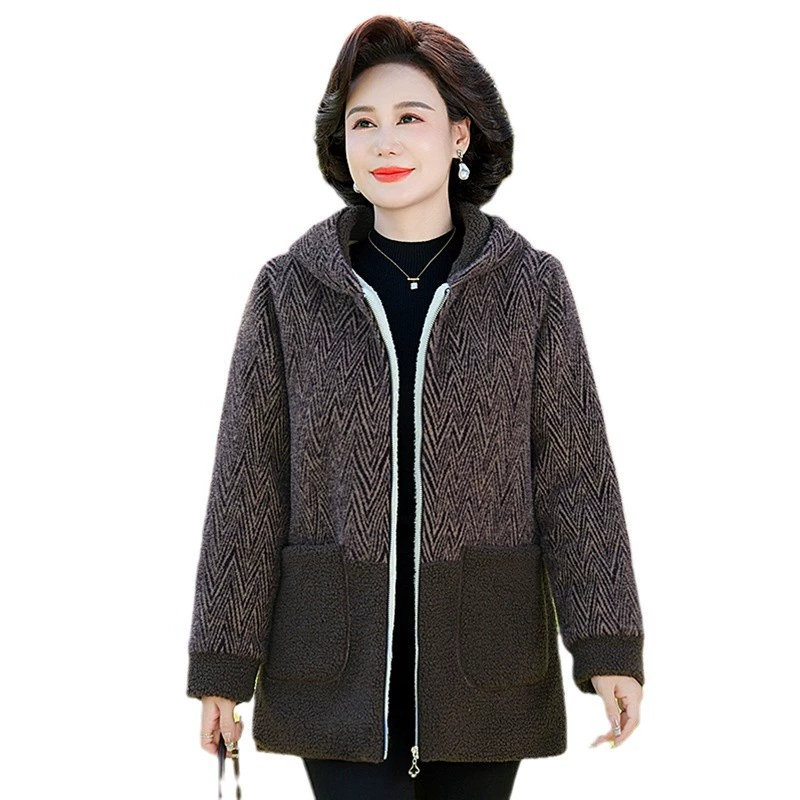 Зимняя мама с бархатом и утолщением хлопчатобумажная одежда для пожилых женщин