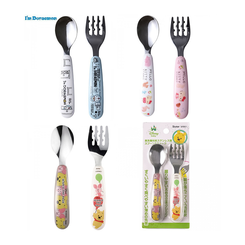 Japan imported skater children's travel Japanese cartoon stainless steel fork and spoon set Hello Kitty joint name Japan imported skater children's travel Japanese cartoon stainless steel fork and spoon set Hello Kitty joint name