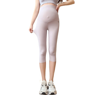 Real Shot in stock New Pregnant Women's Pants Summer Thin Shark Pants Yoga Pants Leggings Capri Pants Pregnant Women's Summer Wear
