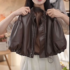 子供の春と秋のハンサムなレザージャケット 2025 春の新かわいいベビー休暇シンプルなファッション多用途ジャケット無地レザージャケット