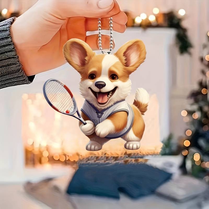 Creativo y lindo en línea corgi perros colgantes acrílicos planos transfronterizos automóviles espejos retrovisores decorativos colgantes