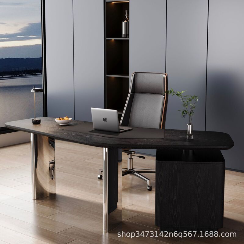 New Italian minimalist designer-style irregular-shaped solid wood desk, high-end, light luxury, modern simple corner office desk New Italian minimalist designer-style irregular-shaped solid wood desk, high-end, light luxury, modern simple corner office desk