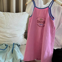 Girls' Summer Dresses Baby Chic Children's Personality Trendy Korean Style Letter Colorful Cute Vest Strap Dress 