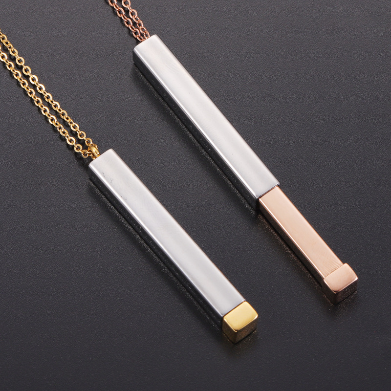 European and American style simple fashion titanium steel doll necklace Hidden pendants retractable three-dimensional stick pendant