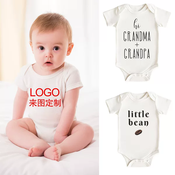 Cross-Border Foreign Trade Baby Clothes Processing and Customization, Heat Transfer Printing, Silk Screen Printing Patterns, Baby Romper, One-Piece Clothing, Printed and Dyed Pure Cotton