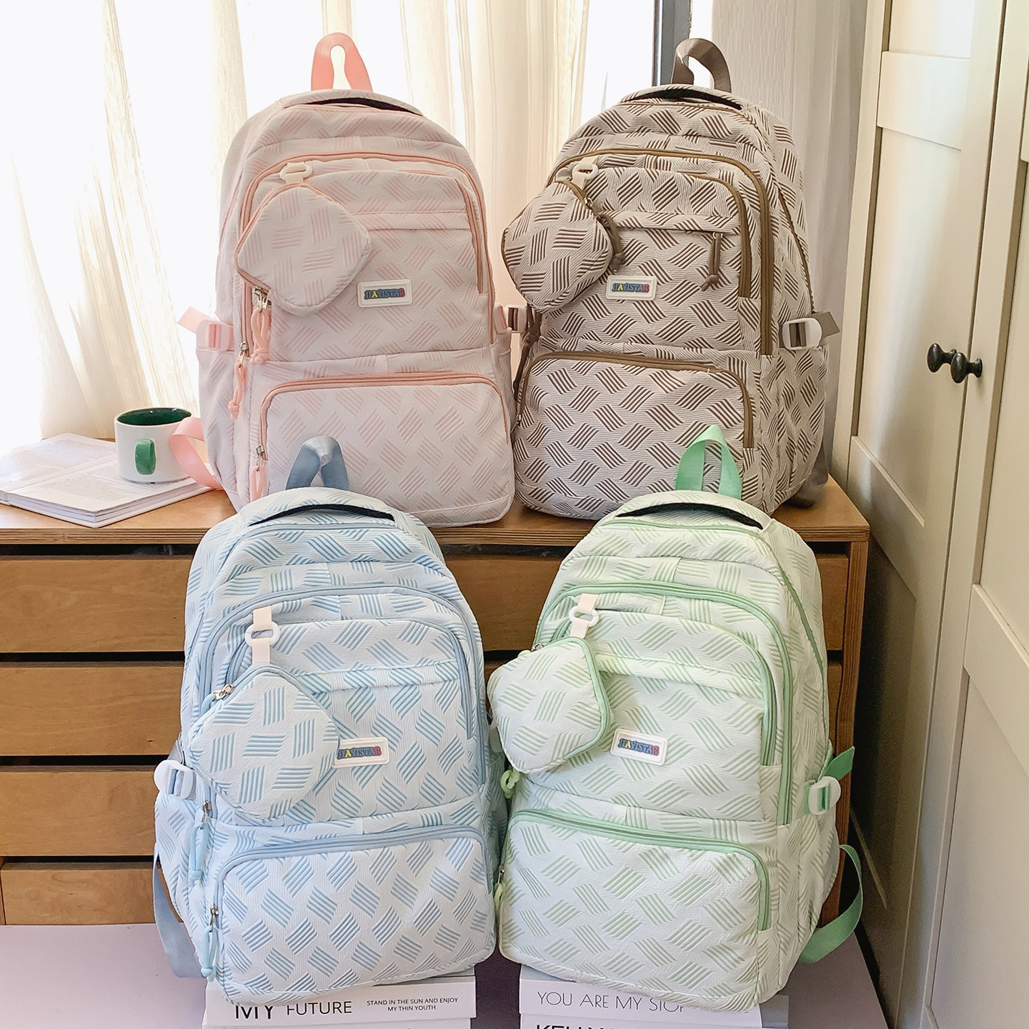 Mochila ligera de gran capacidad JIAYISTAR nueva moda mochila casual simple, alta belleza, mochila universal image 3