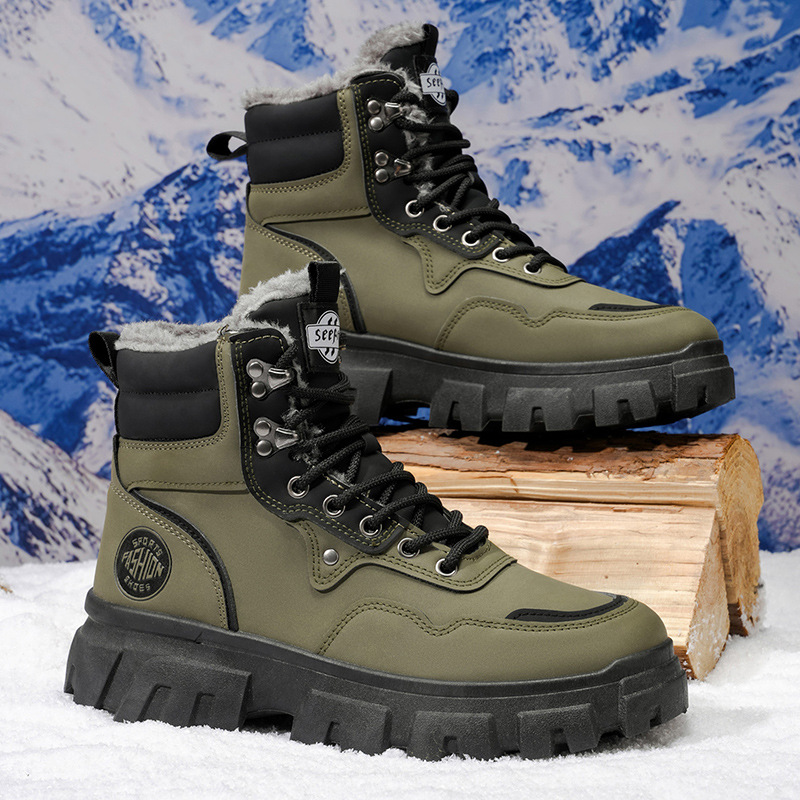 Martin botas de invierno de alto nivel para hombres con calzado de algodón al aire libre impermeable y resbaladizo pieles en botas de nieve del noreste