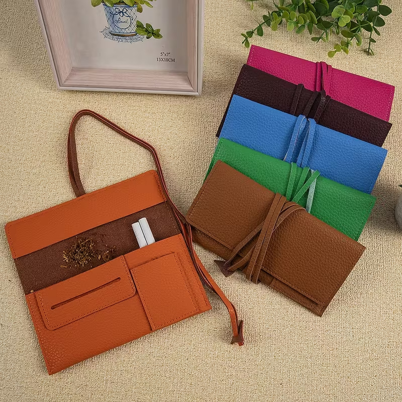 韩版荔枝纹烟丝多功能配件皮革收纳包手工制作手卷烟丝皮革收纳包