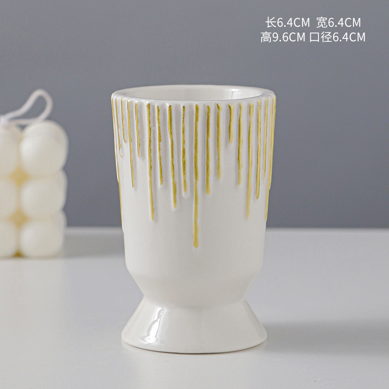 Sencillas rayas verticales rosa azul doble uso candelabro de cerámica candelero taza de la vela contenedor taza hogar candelabro Decoración