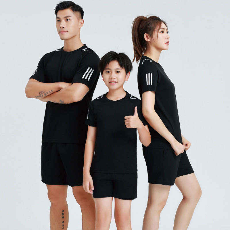 Quick-Drying Single-Piece Sportswear T-Shirt Summer Short-Sleeved Football Uniform Top Shorts Fitness Round Neck Advertising Shirt T-Shirt Sports