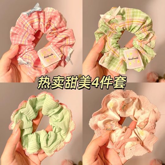 Lazy Style Large Intestine Hair Ring Internet Celebrity 2025 New High-End Hair Rope Women's Hair Rope Hair Fresh Jewelry Rubber Band
