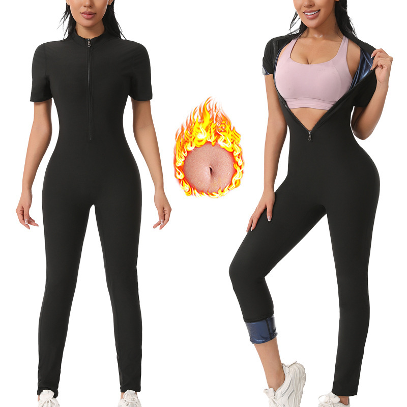 European and American Cross-Border Women's Jumpsuit Long Slim Corset Sauna Suit Sweat Suit Fitness Sports Yoga Shapewear