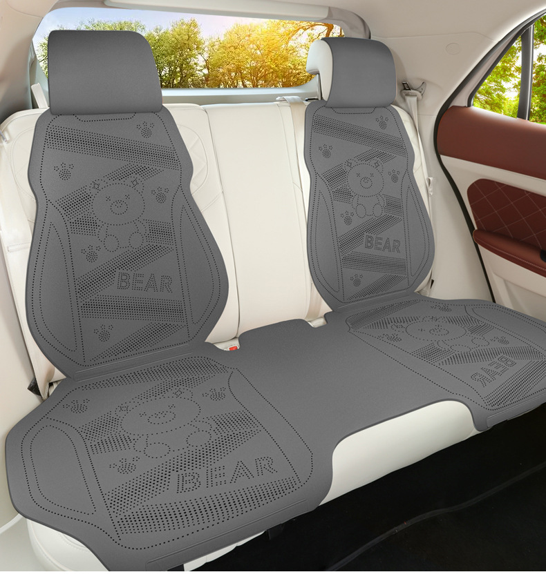 Cute bear-patterned, lightweight, and breathable car seat cushion made of soft suede, suitable for all seasons
