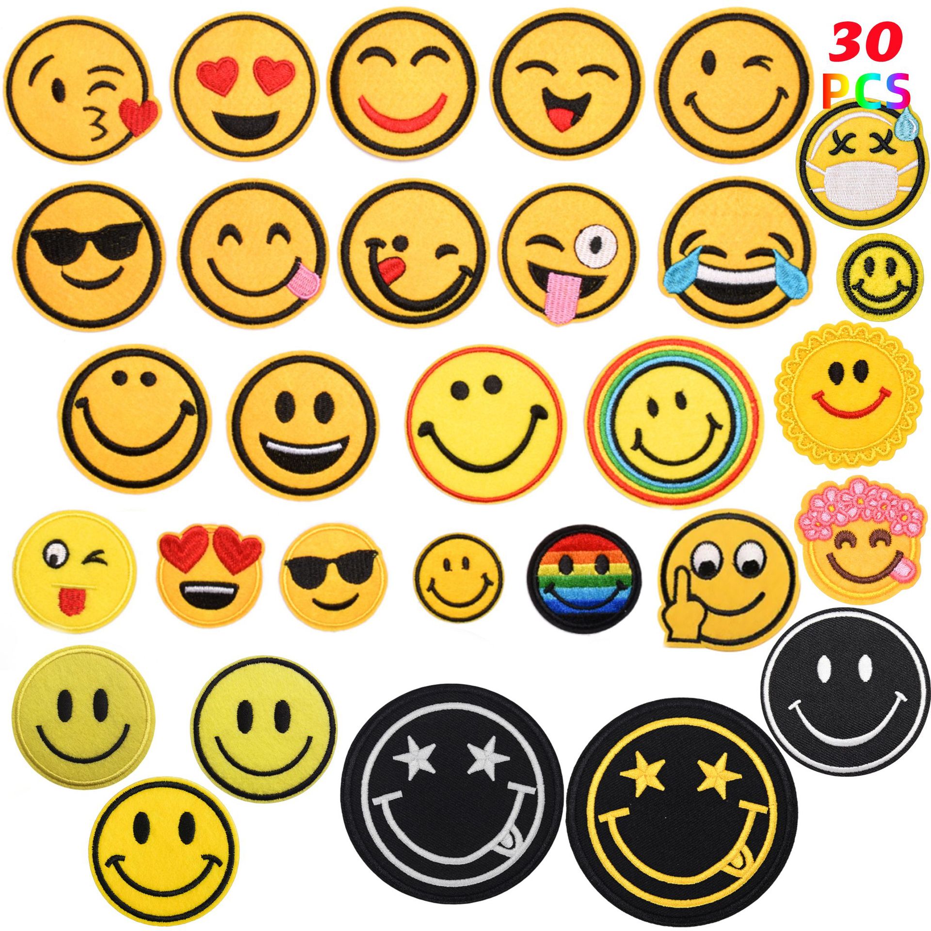 个性毛毡表情布贴补丁贴儿童补贴衣服牛仔裤子修补贴刺绣笑脸布贴