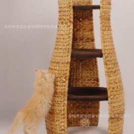 源头现货欧美风格香蕉叶手工编织猫爬架猫跳台貓架猫玩具宠物用品