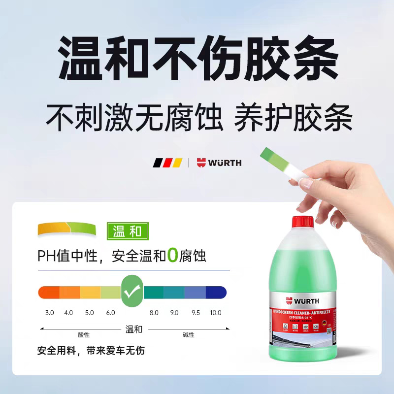 Würth Auto Windshield Washer Fluid, Powerful Stain and Oil Film Remover, Winter Anti-Freeze for Temperatures Below -25 to -40 Degrees, Ethanol-Based, for Car Wipers