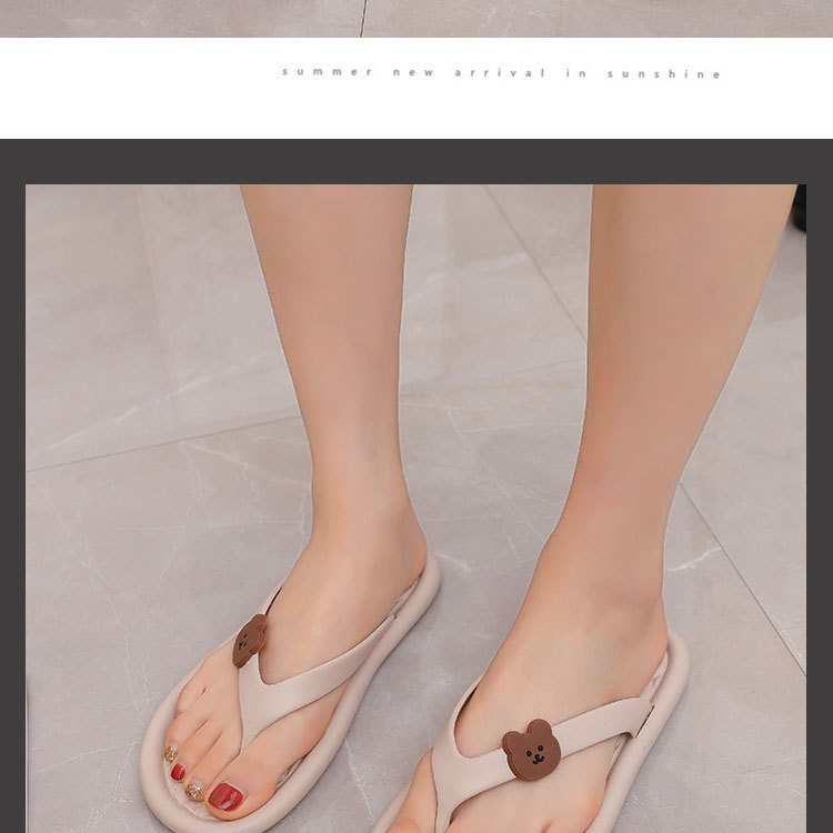 2023 Sommer-Influencer-Flip-Flops, süße Oberbekleidung, rutschfeste Strandschuhe, kleine Bären-Ins, mädchenhafte Herz-Sandalen, Damen_voghion.com
