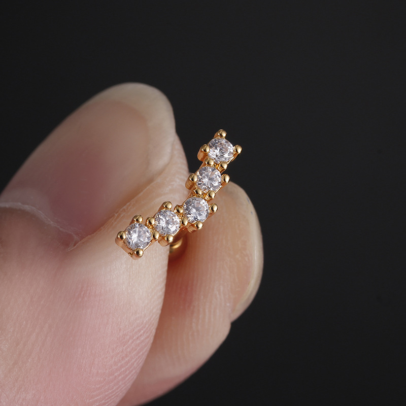 Star Pattern Fashion Star Stainless Steel Star Zircon Ear Studs 1 Piece