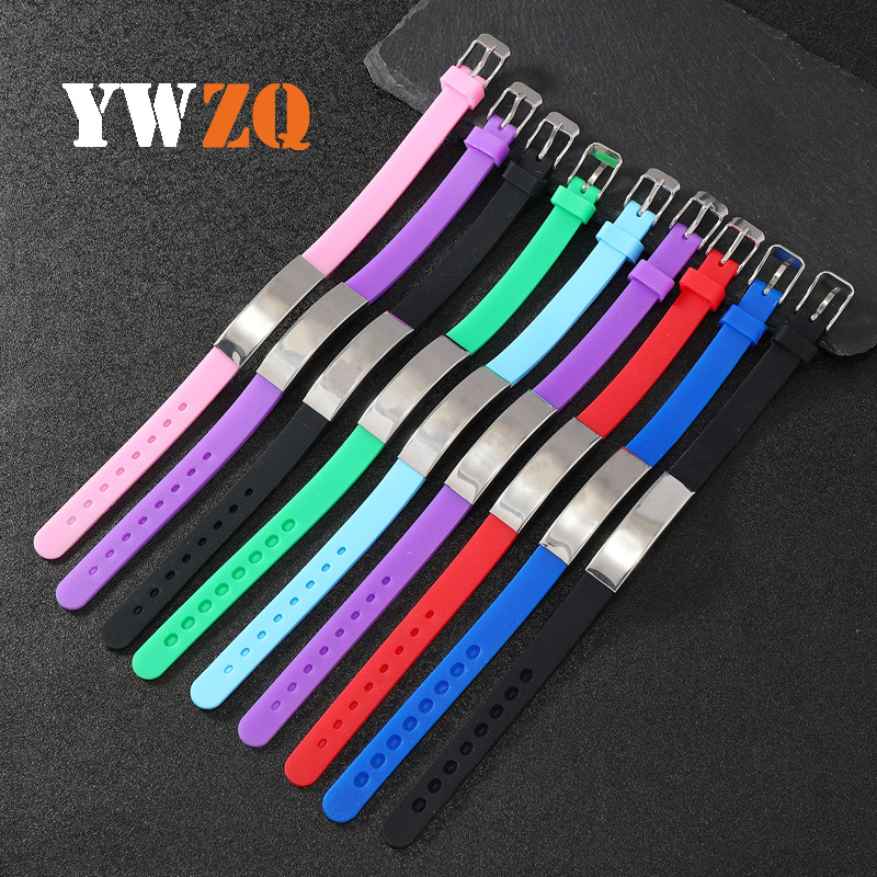 Pulsera de silicona de acero inoxidable transfronterizo pareja multicolor extraíble de acero inoxidable letras LOGO pulsera deportiva de silicona