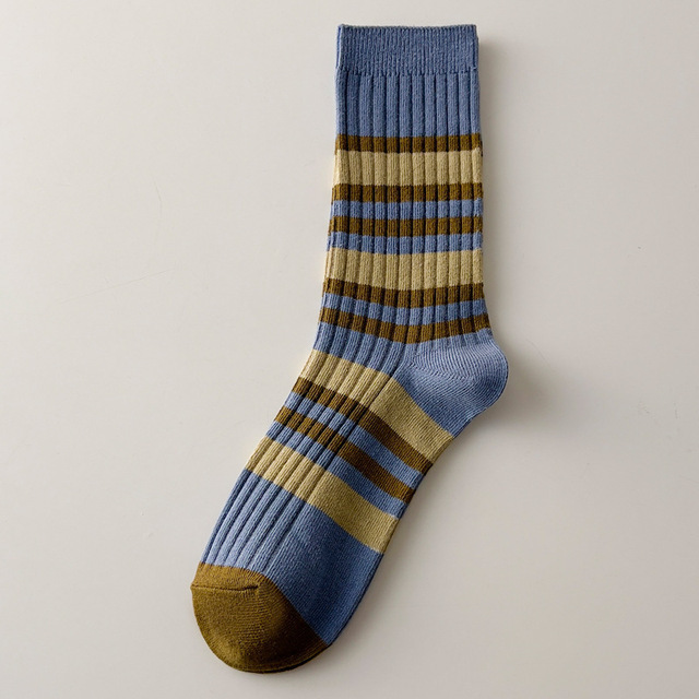 New Retro Striped Socks Color Matching Mid-Tube Socks Ladies Personality Full Set Fashion Cotton Socks Cute Ladies Socks