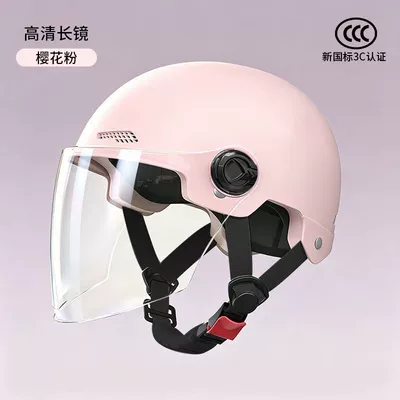 new national standard, unisex motorcycle – Motosiklet kaskı (dəbilqə) - 371-pink-transparent-long-mirror