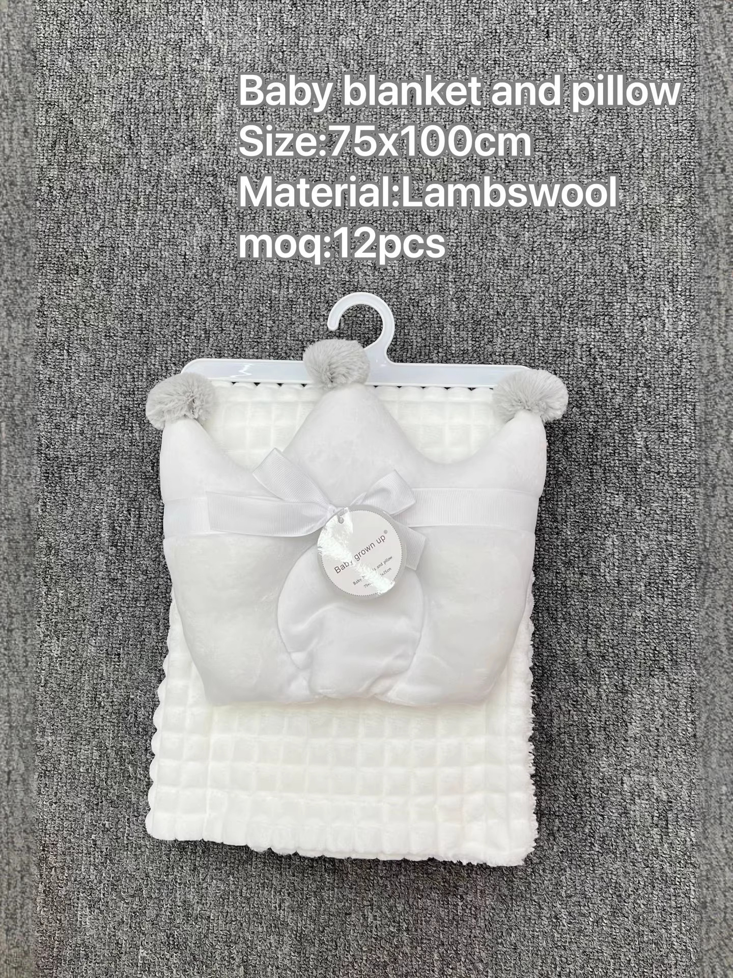 Baby Cashmere Blanket U-Shaped Pillow 2 Set de dos piezas suave y gruesa estilo Elephant Crown colcha de bebé