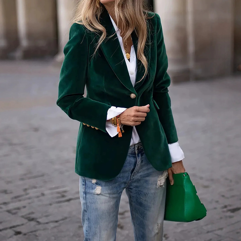 2026 Spring New Product Amazon Independent Site eBay European and American Style Elegant Slim-Fit Velvet Blazer