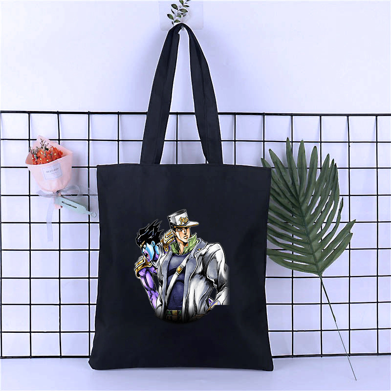 跨境外贸Jojo Bizarre Adventure印花帆布包原宿单肩包手提购物袋