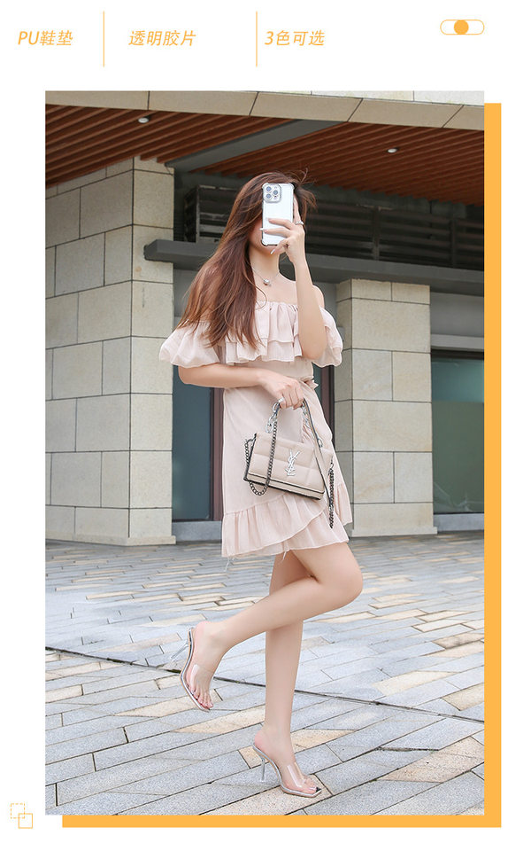 Dép sandal nữ mũi cá gót nhọn cao 6–8 cm phong cách hiện đại — Màu bạc, Màu hồng, Màu mơ, Màu trắng chi tiết 2