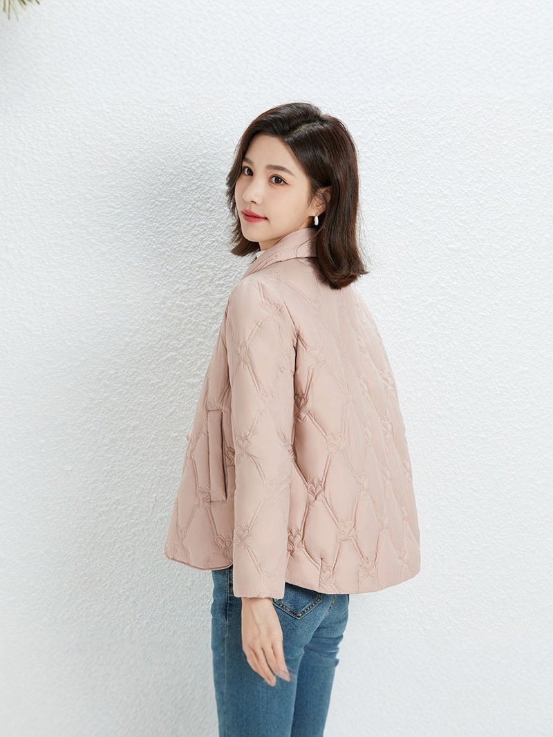 Transfronterizos TikTok chaqueta de plumón ligera con solapa corta, chaqueta de abrigo de abrigo caliente de moda casual de estilo pequeño