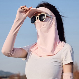 Wangzilu Road Summer Ice Silk cool feeling hat brim mask men and women with sunshade breathable sunscreen UV veil
