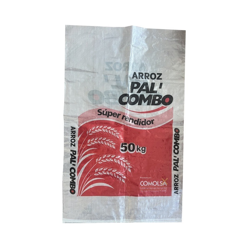 秘鲁50kg大米编织袋 白色食品级编织袋 双面印刷粮食小袋米袋