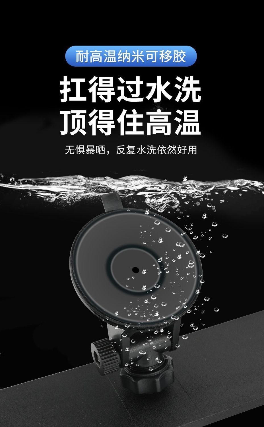 Car rearview mirror with wide field of view, interior mirror with suction cup mount, anti-glare reflector, universal type