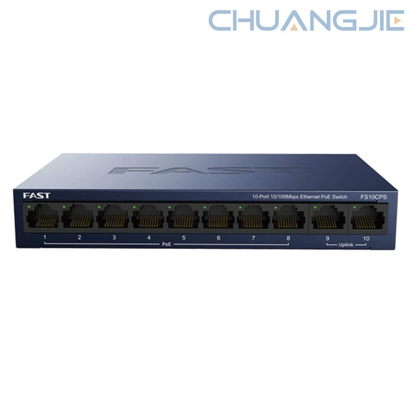 FAST Swift FS10CPS 10-портовый PoE коммутатор 100M для видеонаблюдения, источник питания, модуль, стальной корпус, настольный